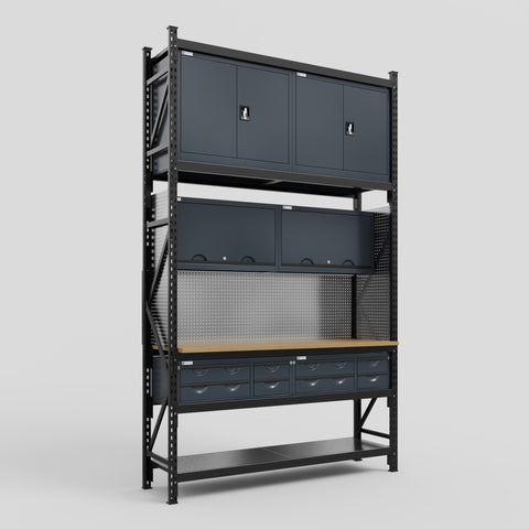 M2 Modular Work Bench - H3100mm x W1920mm | MDF WBT | Dark Grey
