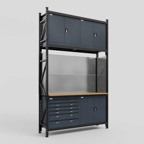 M2-3C Modular Work Bench - H3100mm x W1920mm | MDF WBT | Dark Grey