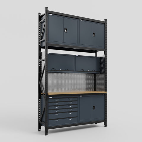 M2-3C Modular Work Bench - H3100mm x W1920mm | MDF WBT | Dark Grey
