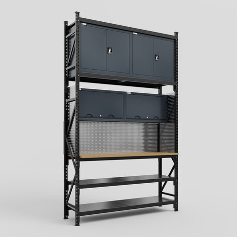 M2 Modular Work Bench - H3100mm x W1920mm | MDF WBT | Dark Grey