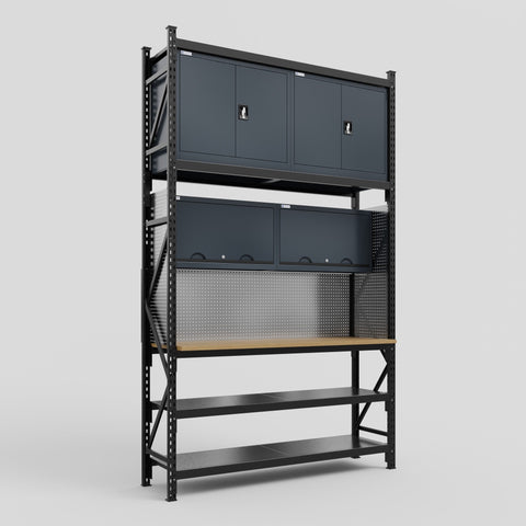 M2 Modular Work Bench - H3100mm x W1920mm | MDF WBT | Dark Grey
