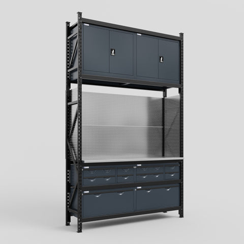 M2 Modular Work Bench - H3100mm x W1920mm | Stainless WBT | Dark Grey