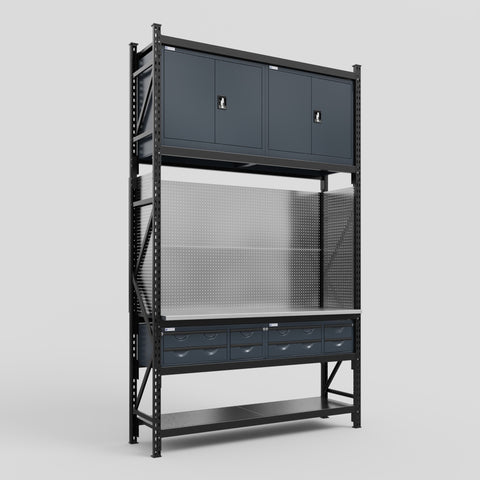 M2 Modular Work Bench - H3100mm x W1920mm | Stainless WBT | Dark Grey