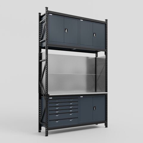 M2-3C Modular Work Bench - H3100mm x W1920mm | Stainless WBT | Dark Grey