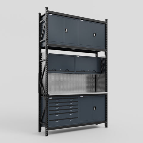 M2-3C Modular Work Bench - H3100mm x W1920mm | Stainless WBT | Dark Grey