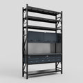 M2 Modular Work Bench with Shelves - H3100mm x W1920mm | Laminate WBT | Dark Grey
