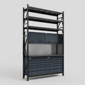 M2 Modular Work Bench with Shelves - H3100mm x W1920mm | Laminate WBT | Dark Grey