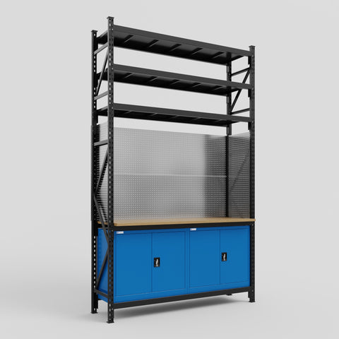 M2 Modular Work Bench with Shelves - H3100mm x W1920mm | MDF WBT | Blue
