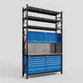 M2 Modular Work Bench with Shelves - H3100mm x W1920mm | MDF WBT | Blue