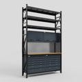 M2 Modular Work Bench with Shelves - H3100mm x W1920mm | MDF WBT | Dark Grey