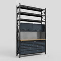M2 Modular Work Bench with Shelves - H3100mm x W1920mm | MDF WBT | Dark Grey