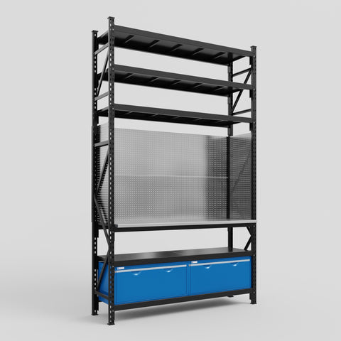 M2 Modular Work Bench with Shelves - H3100mm x W1920mm