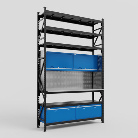 M2 Modular Work Bench with Shelves - H3100mm x W1920mm