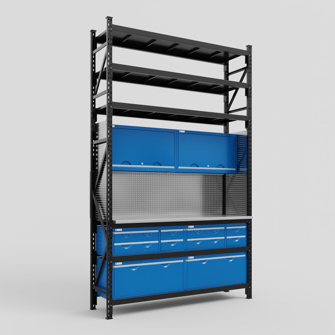 M2-3S Modular Work Bench with Overheads & Shelves - H3100mm x W1920mm ...