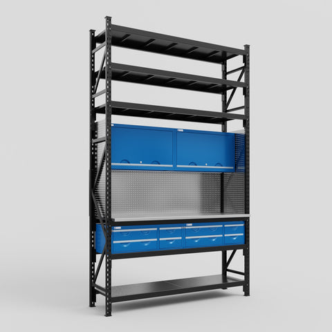 M2 Modular Work Bench with Shelves - H3100mm x W1920mm