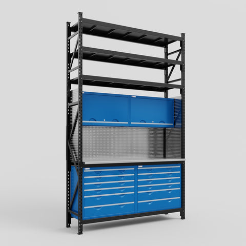 M2 Modular Work Bench with Shelves - H3100mm x W1920mm