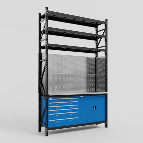 M2-3S Modular Work Bench with Shelves - H3100mm x W1920mm
