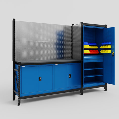 M21 Modular Work Bench - H2100mm x W2880mm | Laminate WBT | Blue