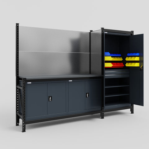 M21 Modular Work Bench - H2100mm x W2880mm | Laminate WBT | Dark Grey