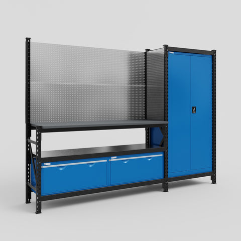M21 Modular Work Bench - H2100mm x W2880mm | Laminate WBT | Blue