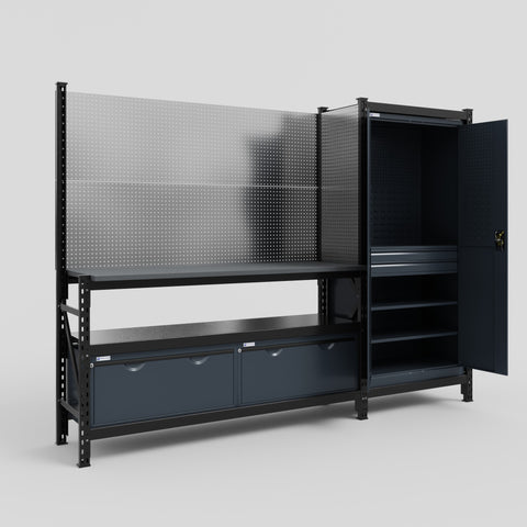 M21 Modular Work Bench - H2100mm x W2880mm | Laminate WBT | Dark Grey