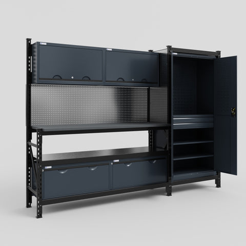 M21 Modular Work Bench - H2100mm x W2880mm | Laminate WBT | Dark Grey