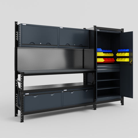 M21 Modular Work Bench - H2100mm x W2880mm | Laminate WBT | Dark Grey