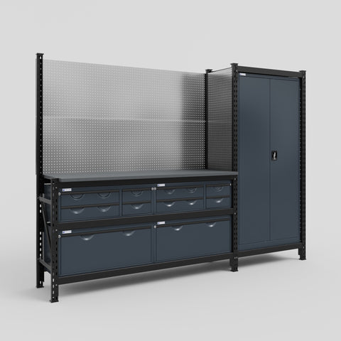 M21 Modular Work Bench - H2100mm x W2880mm | Laminate WBT | Dark Grey