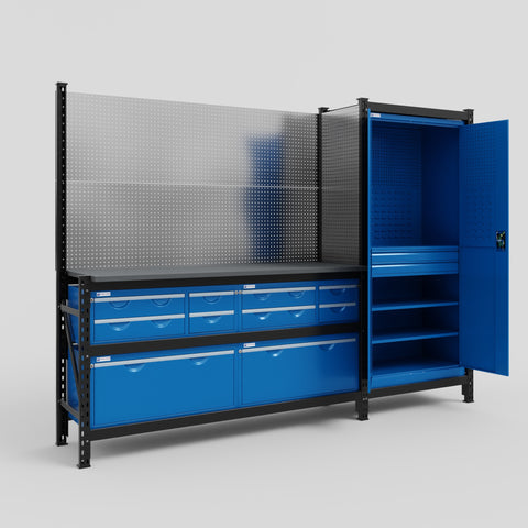 M21 Modular Work Bench - H2100mm x W2880mm | Laminate WBT | Blue