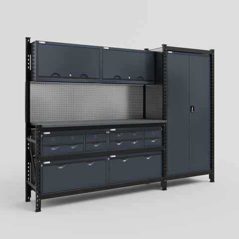 M21 Modular Work Bench - H2100mm x W2880mm | Laminate WBT | Dark Grey