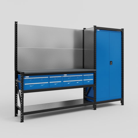 M21 Modular Work Bench - H2100mm x W2880mm | Laminate WBT | Blue
