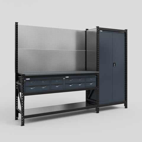 M21 Modular Work Bench - H2100mm x W2880mm | Laminate WBT | Dark Grey