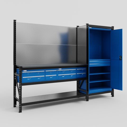 M21 Modular Work Bench - H2100mm x W2880mm | Laminate WBT | Blue