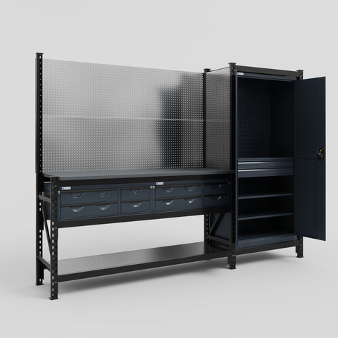 M21 Modular Work Bench - H2100mm x W2880mm | Laminate WBT | Dark Grey