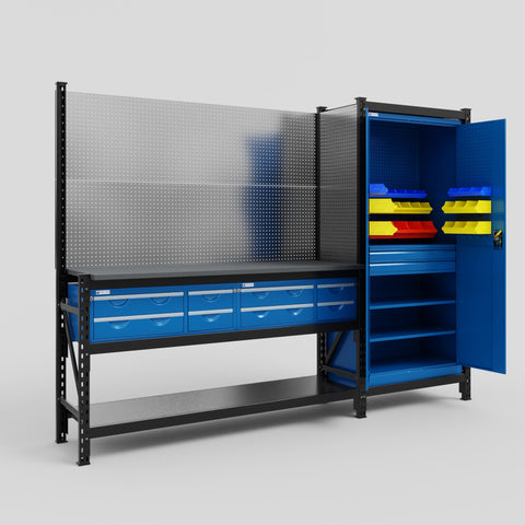 M21 Modular Work Bench - H2100mm x W2880mm | Laminate WBT | Blue