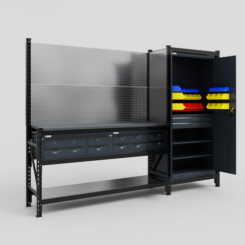 M21 Modular Work Bench - H2100mm x W2880mm | Laminate WBT | Dark Grey
