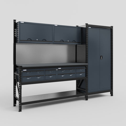 M21 Modular Work Bench - H2100mm x W2880mm | Laminate WBT | Dark Grey