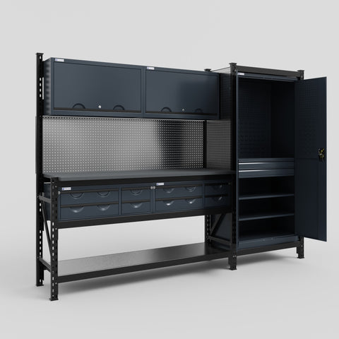 M21 Modular Work Bench - H2100mm x W2880mm | Laminate WBT | Dark Grey