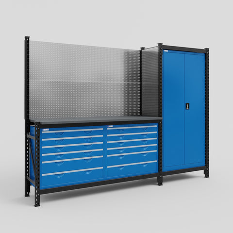 M21 Modular Work Bench - H2100mm x W2880mm | Laminate WBT | Blue