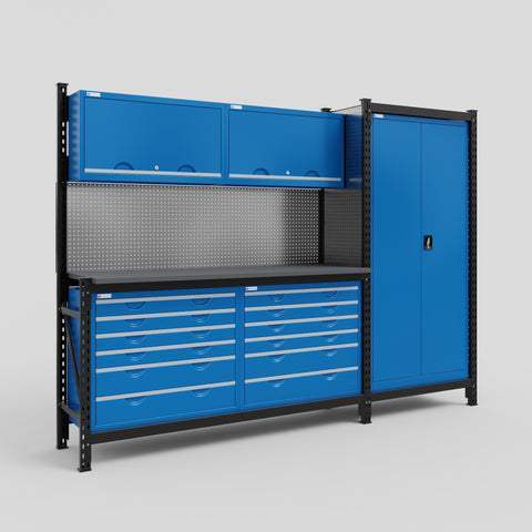 M21 Modular Work Bench - H2100mm x W2880mm | Laminate WBT | Blue