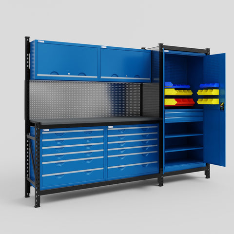 M21 Modular Work Bench - H2100mm x W2880mm | Laminate WBT | Blue