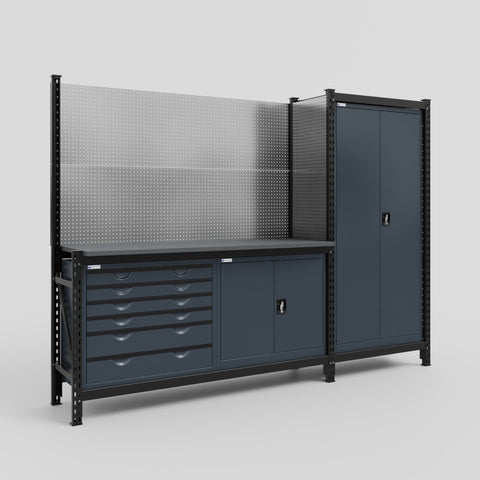 M21-2 Modular Work Bench - H2100mm x W2880mm | Laminate WBT | Dark Grey