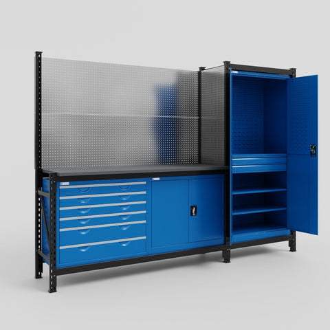 M21-2 Modular Work Bench - H2100mm x W2880mm | Laminate WBT | Blue