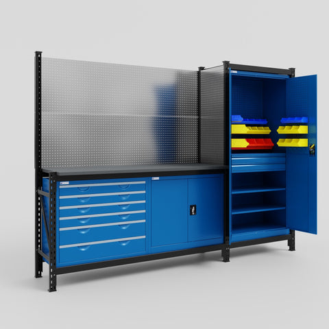 M21-2 Modular Work Bench - H2100mm x W2880mm | Laminate WBT | Blue