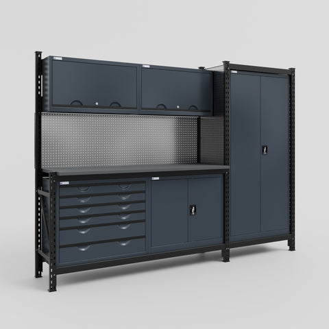 M21-2 Modular Work Bench - H2100mm x W2880mm | Laminate WBT | Dark Grey