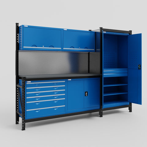 M21-2 Modular Work Bench - H2100mm x W2880mm | Laminate WBT | Blue