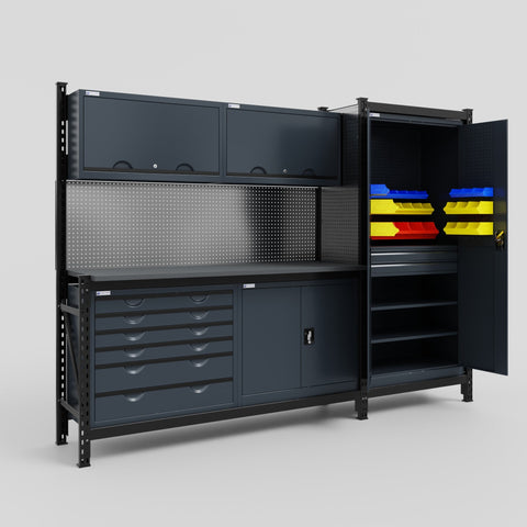 M21-2 Modular Work Bench - H2100mm x W2880mm | Laminate WBT | Dark Grey