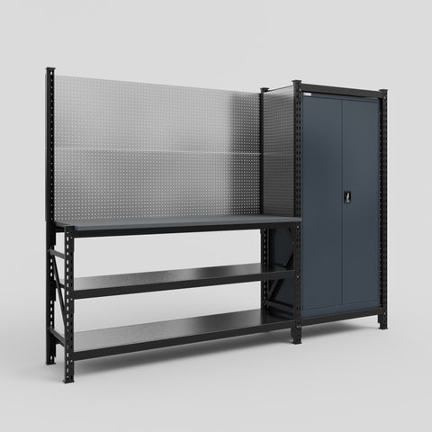 M21 Modular Work Bench - H2100mm x W2880mm | Laminate WBT | Dark Grey
