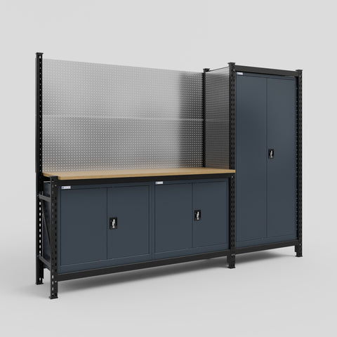 M21 Modular Work Bench - H2100mm x W2880mm | MDF WBT | Dark Grey