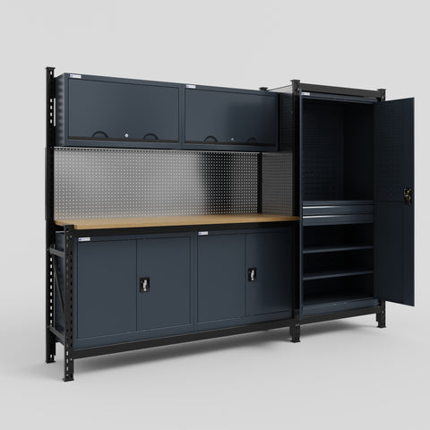 M21 Modular Work Bench - H2100mm x W2880mm | MDF WBT | Dark Grey